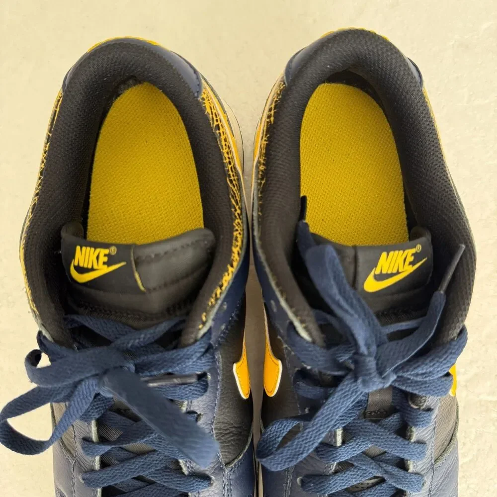 Size 12 -Nike Dunk Low Shoes Vintage Michigan Blue Black Yellow FZ4014-010 Men's